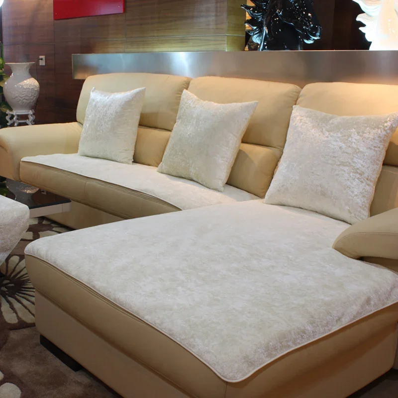 Silky Velvet Leather Sofa Covers warm Towel Couch Cover Full Coverage Universal Winter Plush Non-slip Sofa Cover 4