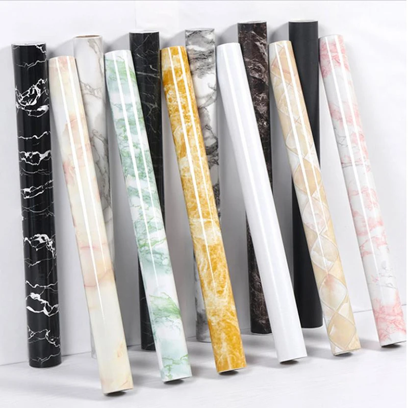 

40/60/80cm Width Marble Wallpaper Roll PVC Self Adhesive Oilproof Waterproof Wall Stickers For Kitchen Upgrade Easy Remove