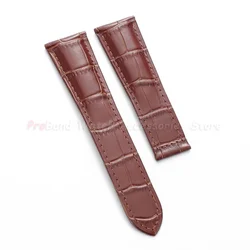 Elegant Genuine Leather Lychee Pattern Watch Strap - Soft & Comfortable Men's Bracelet - Black Buckle (Brown)