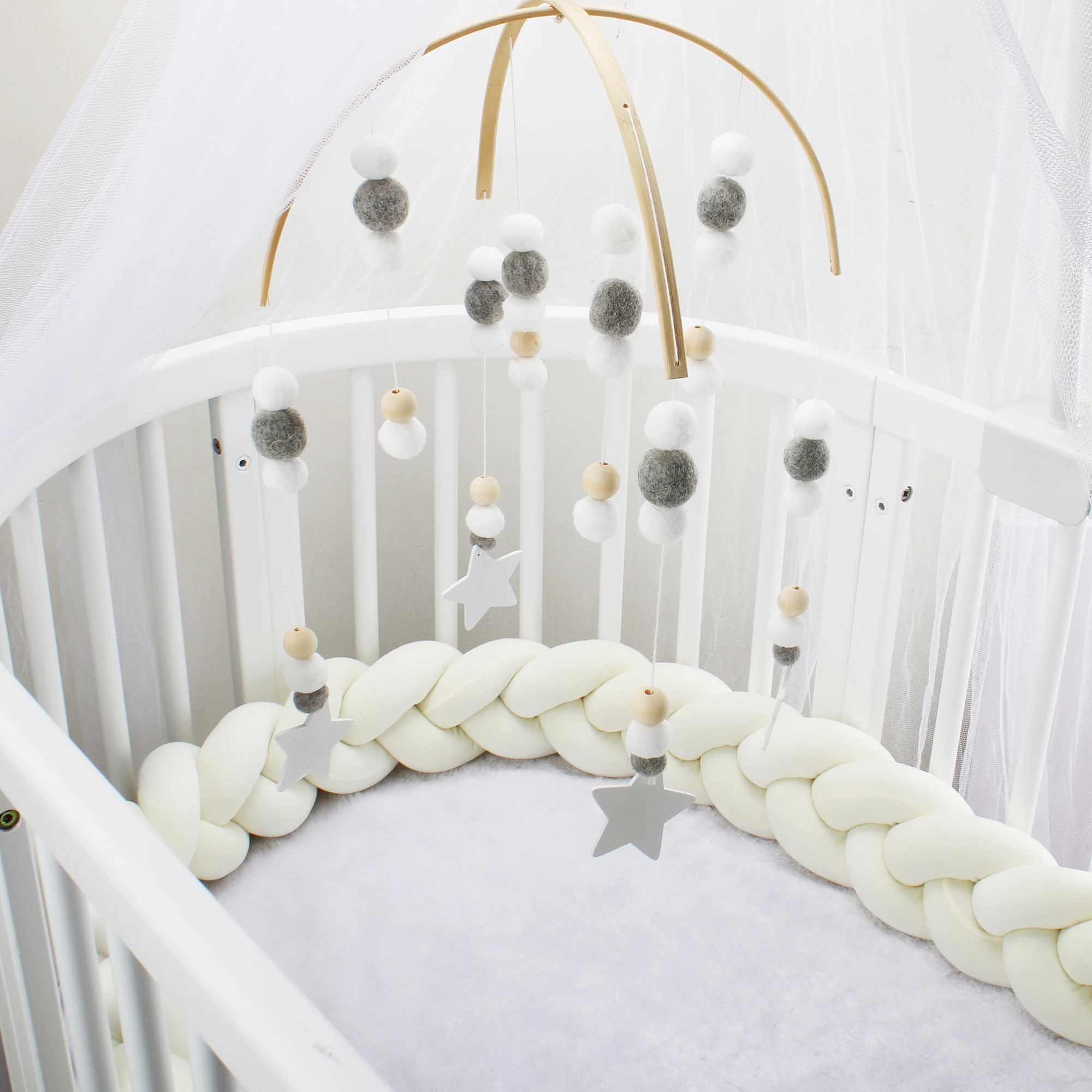 Baby Bed Bumper 1M/2M/3M Infant Cradle Pillow Cushion Braid Knot Bumper Crib Protector Room Decor Tour De Lit Bebe Tresse