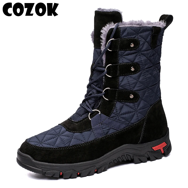 Winter For Men's Snow Boots Plush Thicken Warm Outdoor Walking Men Cotton Shoe Blue Light Male Зимние Сапоги |