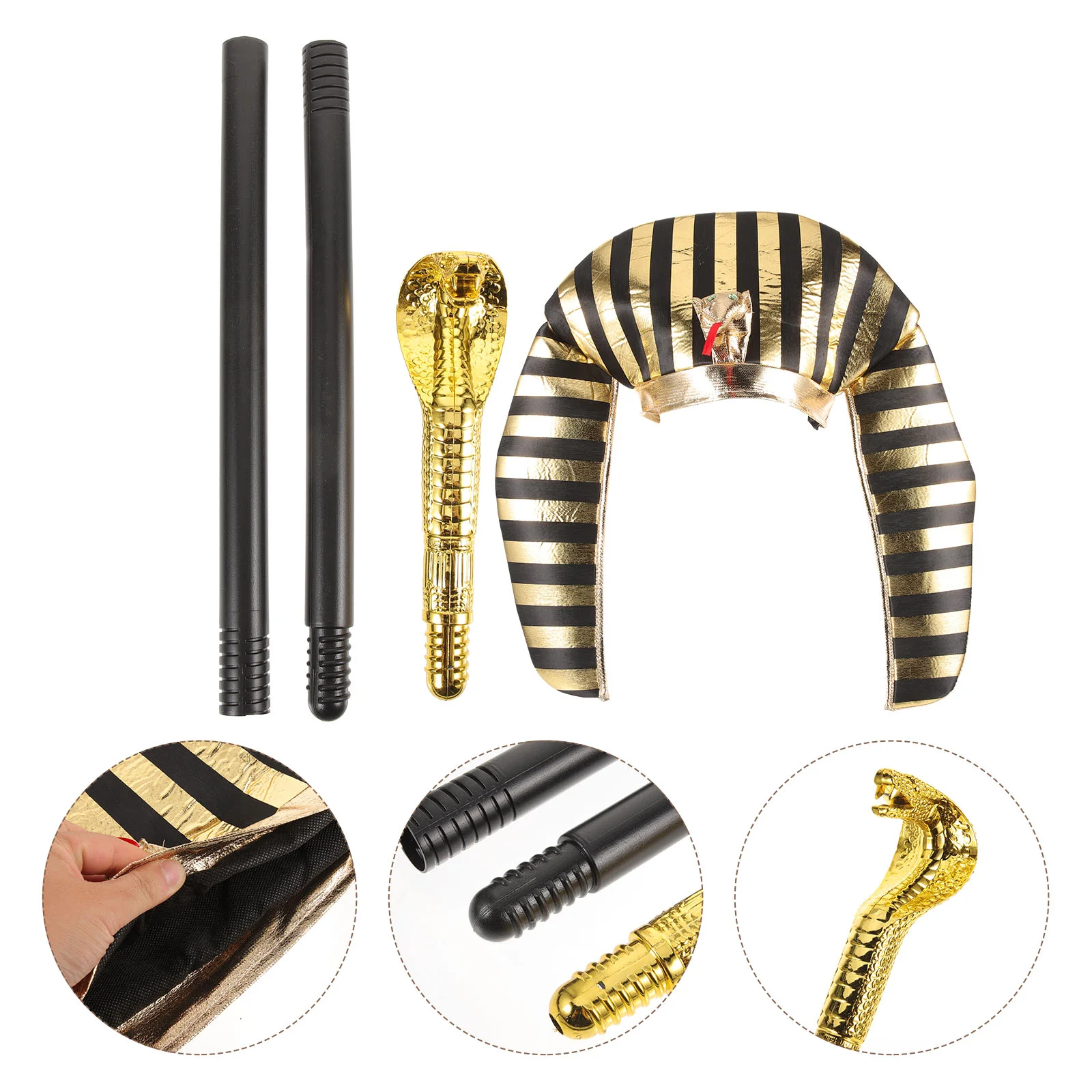 

Egyptian Costume Accessories Egyptian King Cane Pharaoh Hat Scepter Headpiece Delicate Cosplay Egypt King Clothing