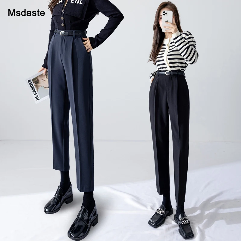 

Harem Pants Women High Waist Loose Formal Trousers Lady Workwear Pantalones De Mujer Ankle-length Fitness Dense Woman Pants