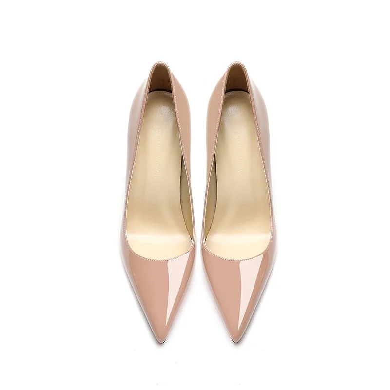 Spring new nude high heels for women, 12cm pointed light lipstick sole, professional and sexy versatile single shoes 2