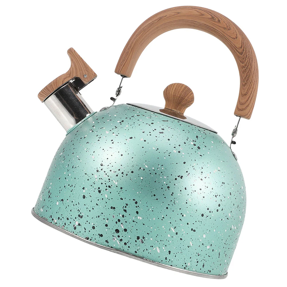 

Tea Kettle Stove Top 3L Whistling Tea Kettle Stainless Steel Stovetop Teapot Wooden Handle Coffee Kettle Metal Water Pot Office