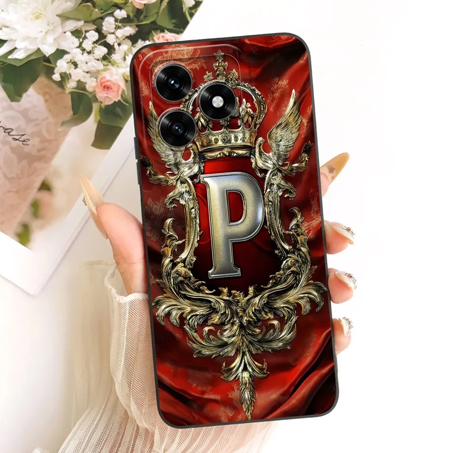 Retro Crown Letters Soft Silicone Lens Protective Phone Case Cover
