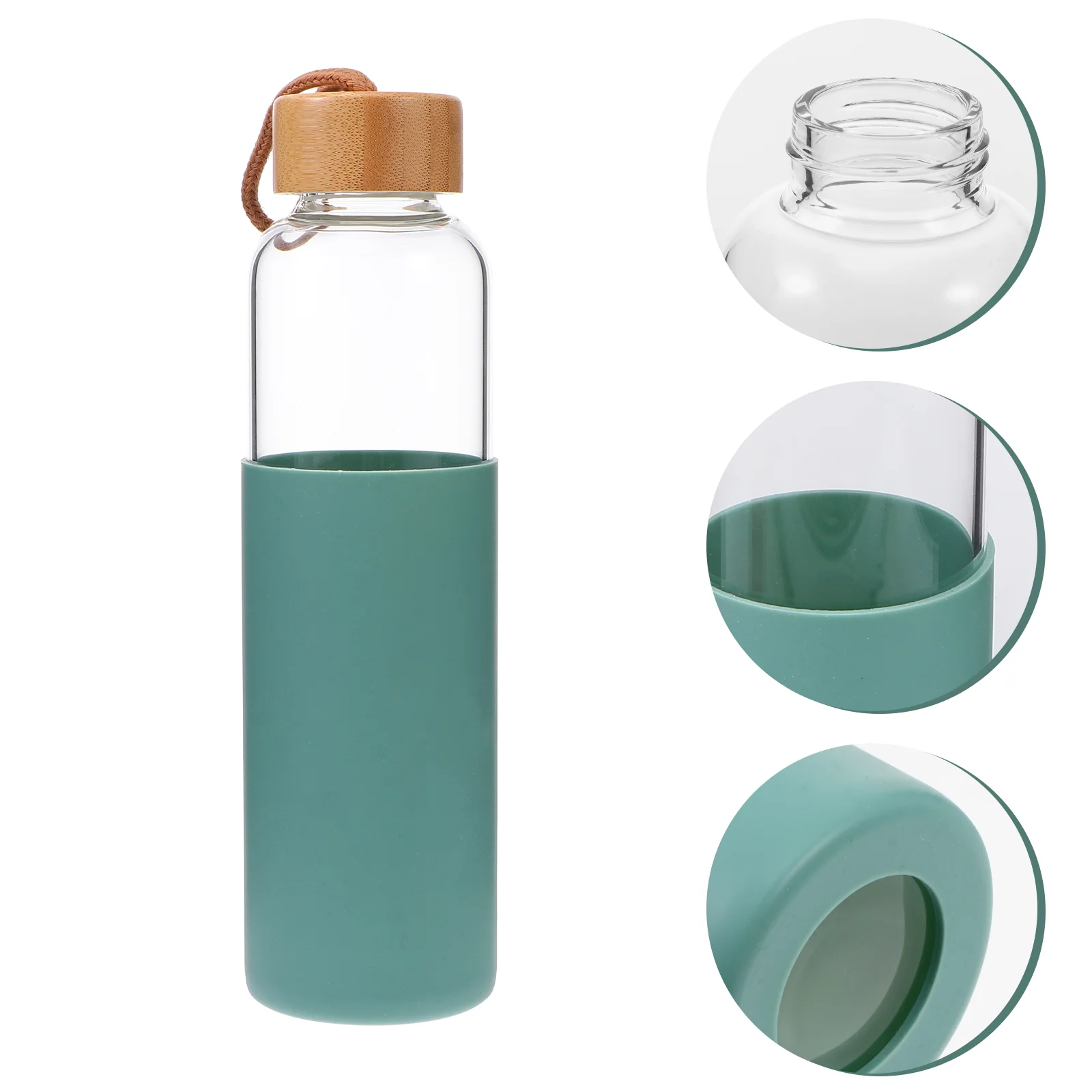 

Outdoor Glass Cup Mini Water Bottles Student Water Bottles Portable Water Cup Drinking Cup With Bamboo Cover