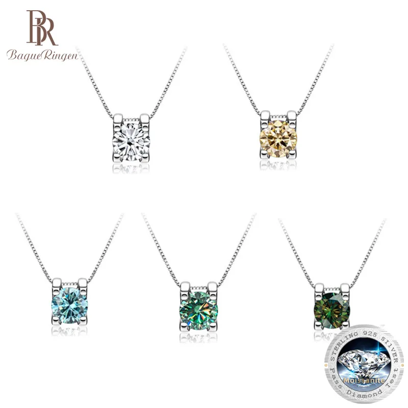

BagueRingen Real 1ct/2ct Moissanite Pendant Necklace For Women Top Quality 925 Sterling Silver Wedding Party Bridal Fine Jewelry