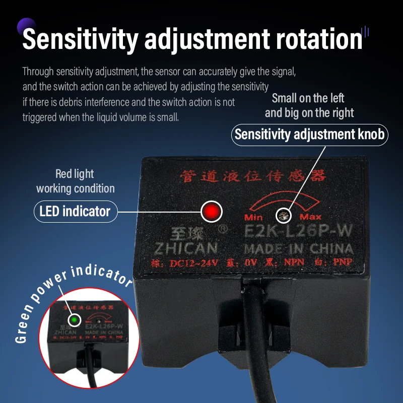 Pipeline liquid level sensor non-contact capacitive proximity switch detection liquid water level oil sensing control