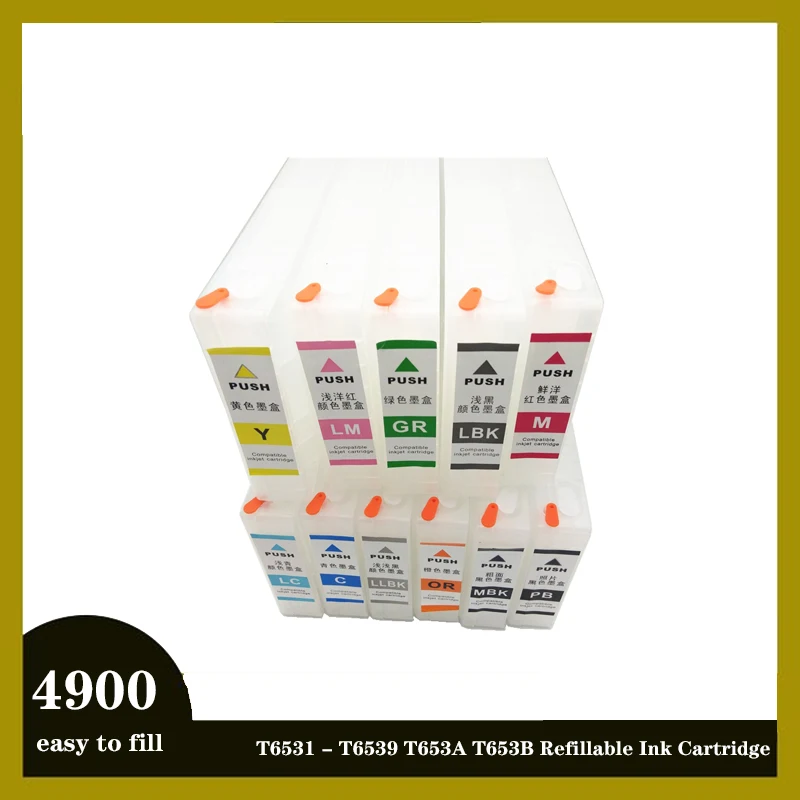 

Картридж einkshop T6531-T6539, T653A, T653B, перезаправляемый, для принтера Epson Stylus Pro 4900 с дуговым чипом