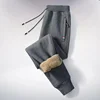 Winter Men's Cotton Tight Track Pants Fleece-Lined Thick Lambskin Knitted Sweatpants Casual Pants Men's Factory Direct Supply 4