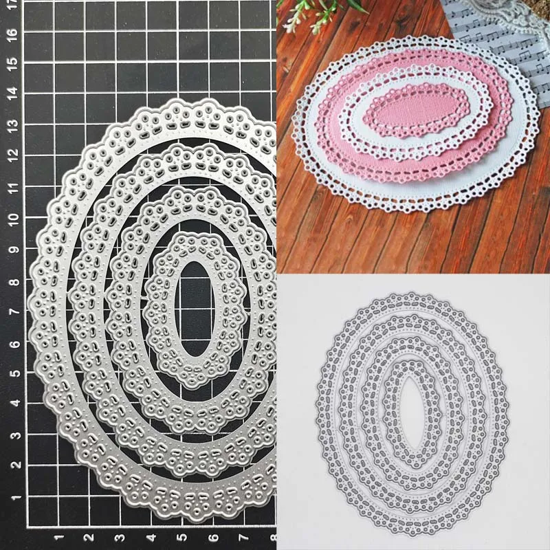 

metal cutting dies cut die mold Oval lace decoration Scrapbook paper craft knife mould blade punch stencils dies