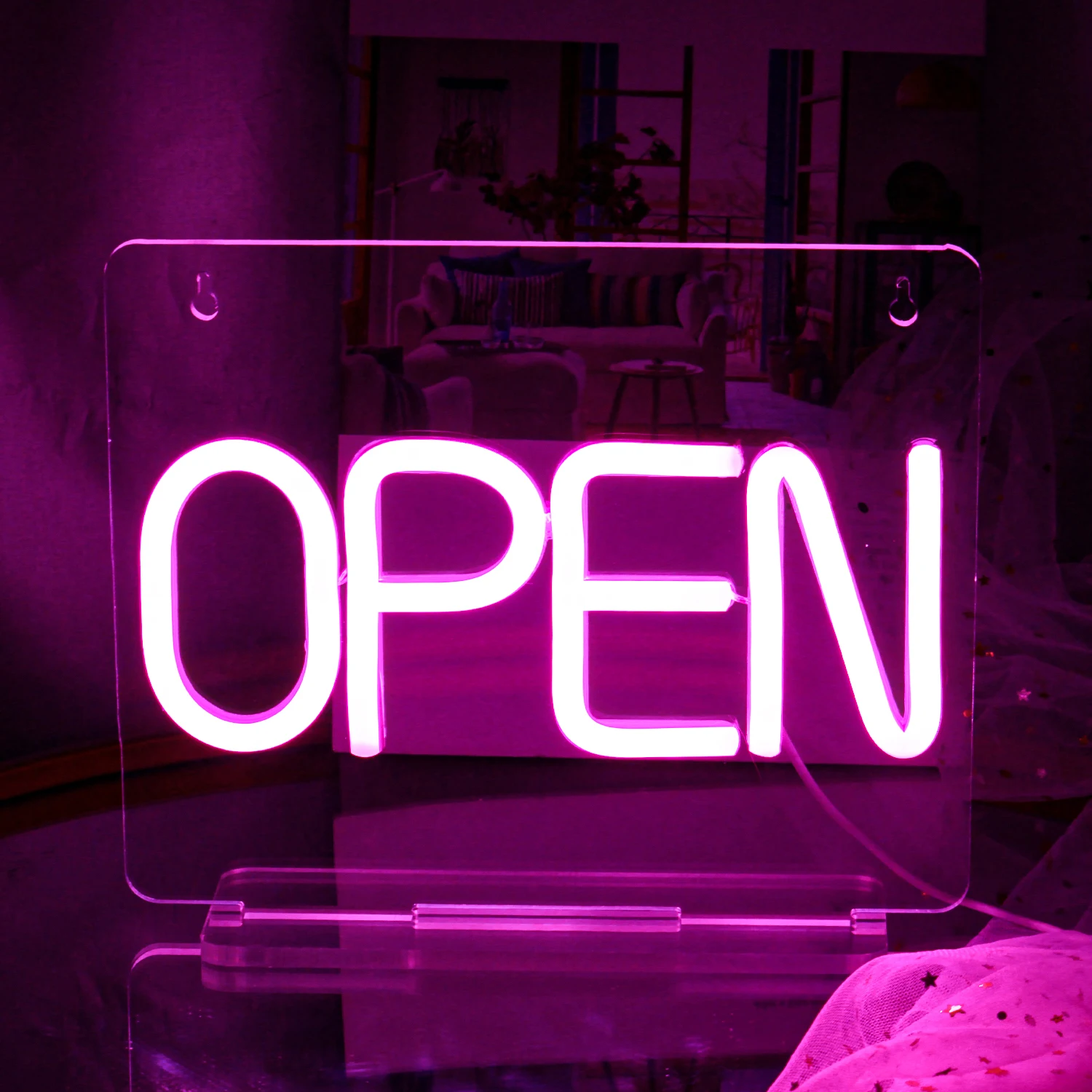 Open LED Neon Sign USB Powered for Business Bar Salon Coffee Stores Hotel Shop Wall Decor USB Neon Light Sign with Base Neon pro makeup palette stainless steel metal cosmetic makeup mixing palette with spatula for beauty salon color cream mixing tool