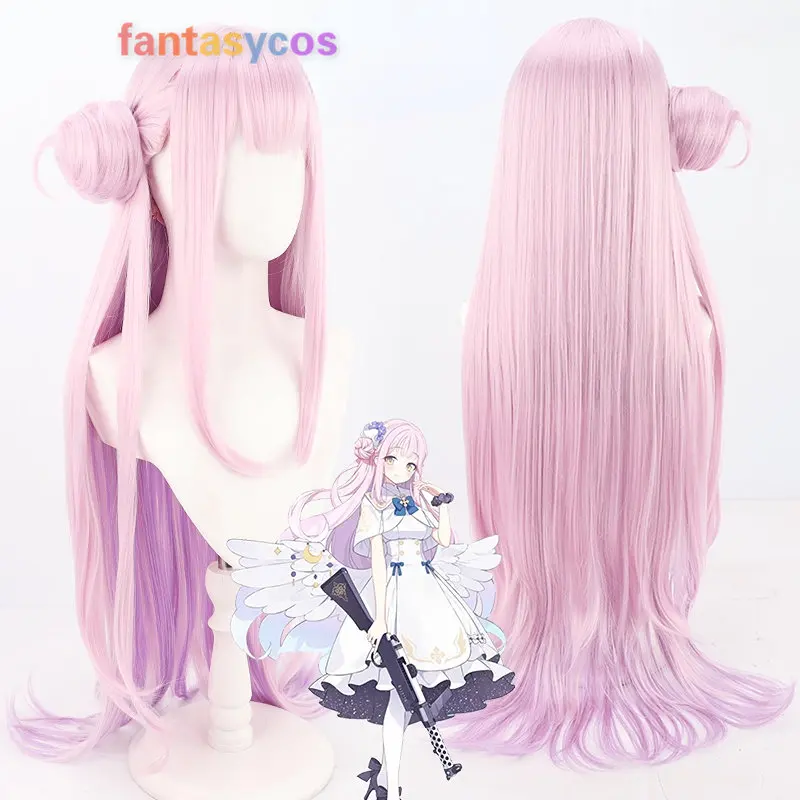 

Game Blue Archive Misono Mika Cosplay Wig Long Bun 85cm Light Pink Purple Straight Hair Halloween Role Play Costume Wigs