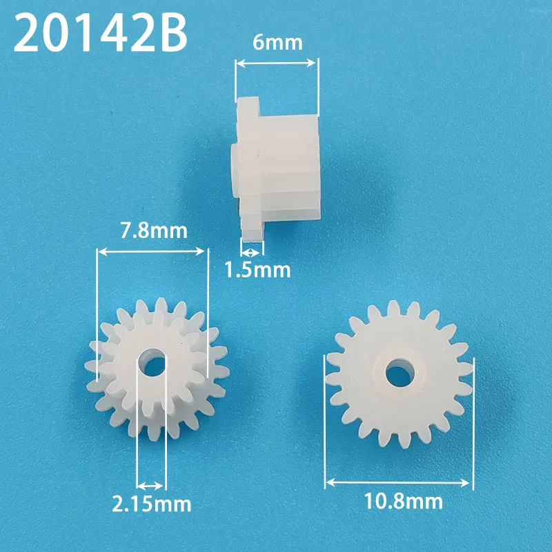 20142B 0.5M Gear 11mm Diameter POM Plastic 20 Teeth + 14 Teeth Double Layer Gears 2.05mm Hole Toy Parts 20+14T motor gear transmission gear 10PCS/lot
