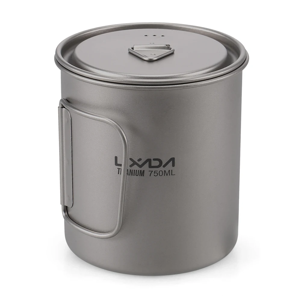 Portable Cups Portable Folding Cups Titanium Cup Lixada Ultralight Titanium Cup Portable Camping Picnic Water Cup Mug with Foldable Handle 300ml/350ml/420ml/550ml/650ml/750ml
