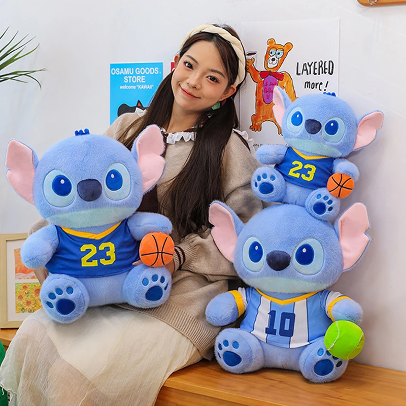 New Product Disney Cartoon Stitch Plush Doll Pillow Basketball Cartoon Baseball Creative Stitch Plush Pillow New Year Gift