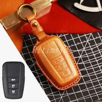 Nuovo caso chiave dell'automobile di cuoio copertura completa Shell per Toyota Prius Camry Corolla CHR C-HR RAV4 Land Cruiser Prado portachiavi accessori - Nuovo caso chiave dell automobile di cuoio copertura completa Shell per Toyota Prius Camry Corolla