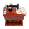 1pc Mini Sewing Machine Style Music Box Hand Crank Vintage Music Boxes Jewelry Box Christmas New Year Birthday Gifts 3