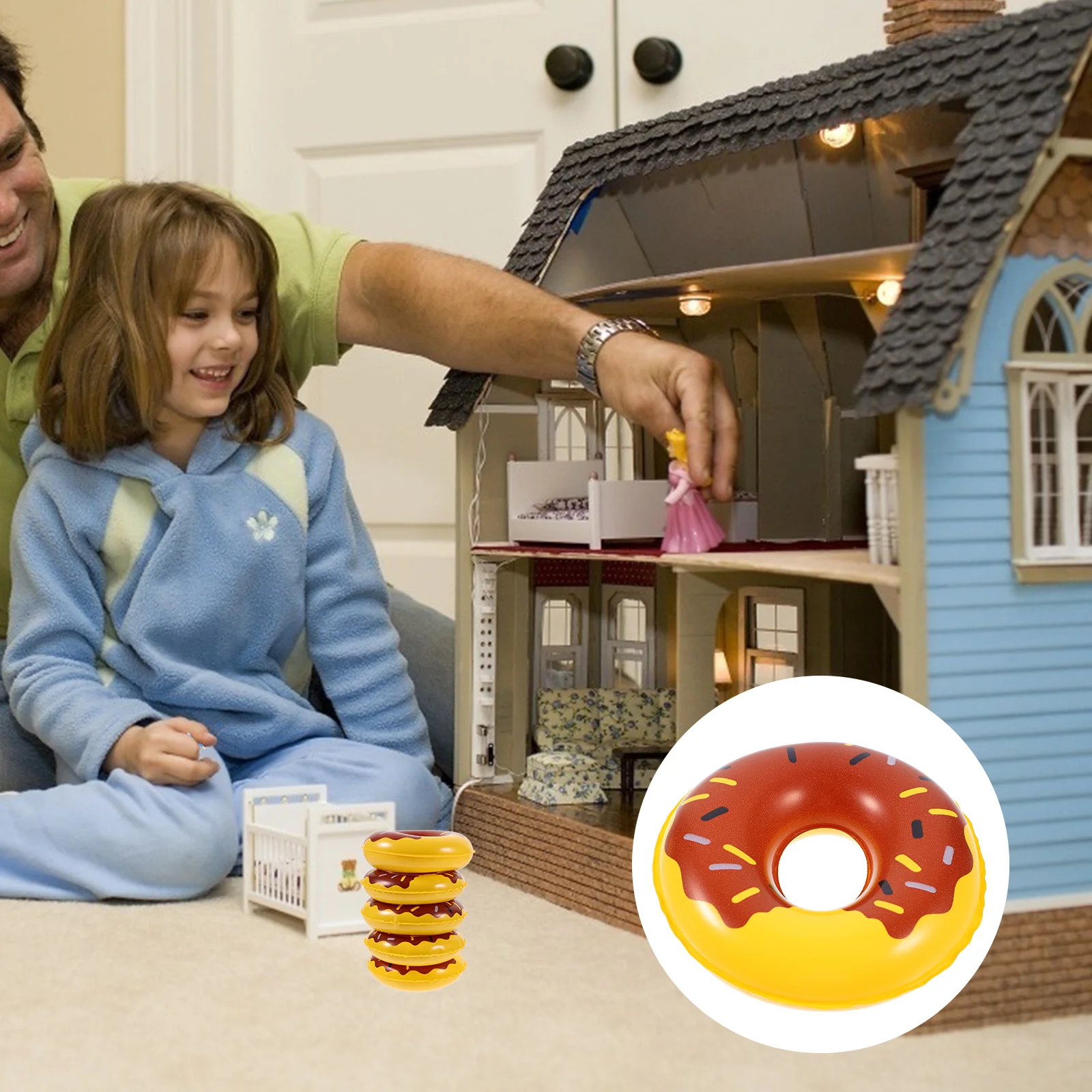 

Doll Swimming Ring Mini Swim Rings Inflatable Mini Doughnut Molding Swim Rings Simulated Doll House Swim Rings Decor