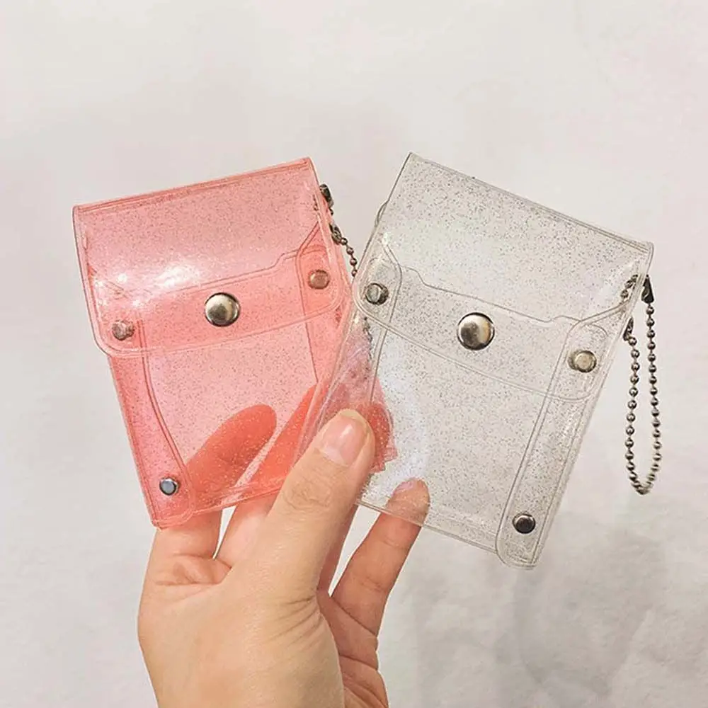 Pink Fashion Transparent PVC Sequin Coin purse Mini Comestic bag Key wallet Lipstick bag