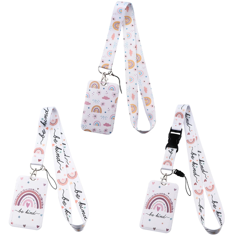 

Радужный шнурок для ключей, чехол для удостоверения личности, держатель для бейджа, брелок для ключей, аксессуар для ключей