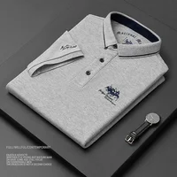 Polo brodé en coton pour hommes, T-shirt décontracté à manches courtes, revers, affaires haut de gamme, été, nouveau, haute qualité, 2024 5