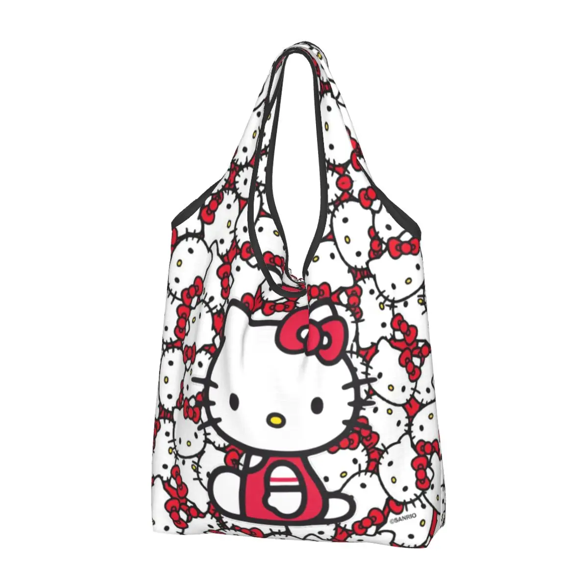 

Пользовательская переработка Hello Kitty Женская сумка для покупок Smile, Портативная Сумка-тоут Sanrio, Мультяшные сумки для покупок продуктов