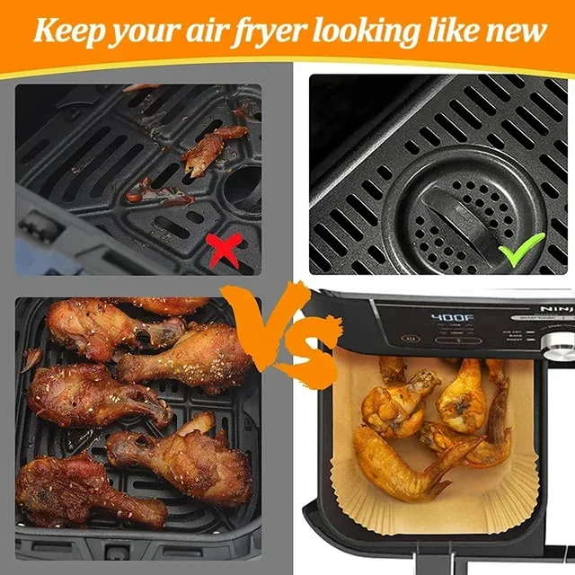 Disposable Air Fryer Paper Non-Stick Kitchen Baking Airfryer Mat Oilproof Micro-wave Barbecue Pad Baking Paper Liner Accessories 5
