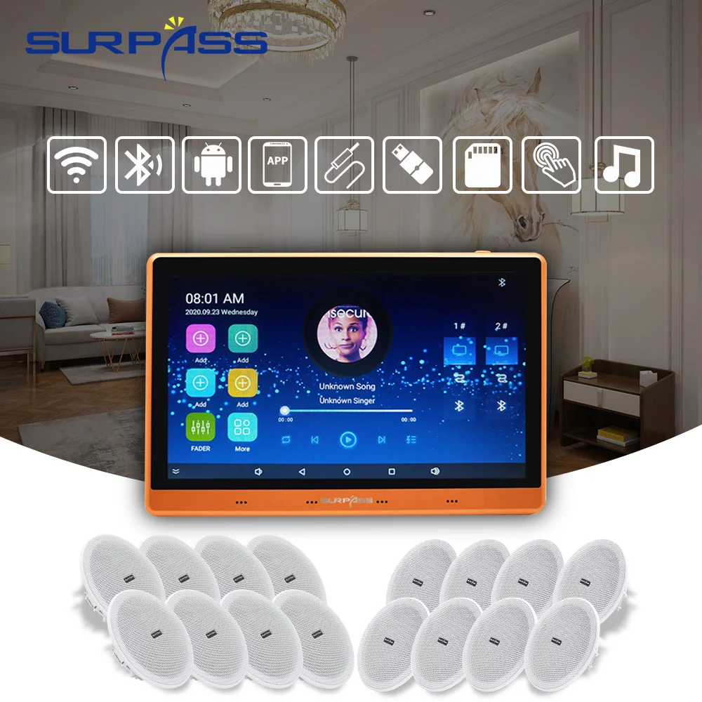 Amplificatore Da Parete Stereo Intelligente Bt Wifi Android Classe D Audio Digitale Subwoofer Audio Pa Altoparlante Da Soffitto Sistema Home Theater