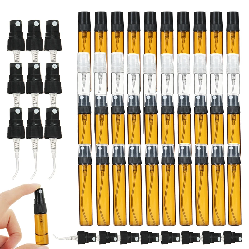 

100pcs/pack 2ML 3ML 5ML 10ML Clear Mini Perfume Glass Bottle Empty Cosmetics Bottle Travel Refillable Glass Bottle With Sprayer