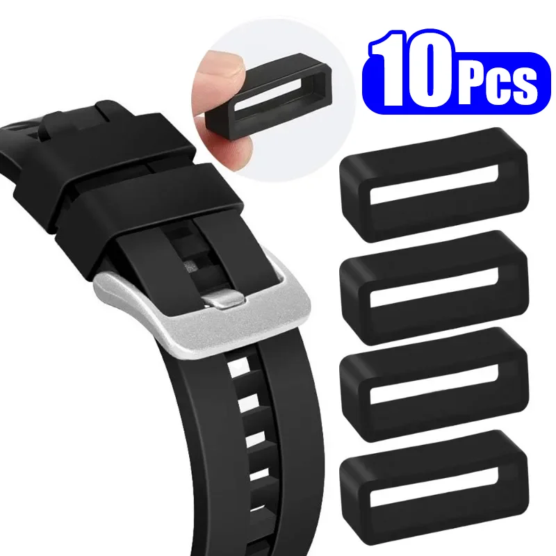 

Ремешок силиконовый для наручных часов, Черный Сменный передвижной фиксатор для часов, 2-10 шт., 12 14 16 18 20 мм