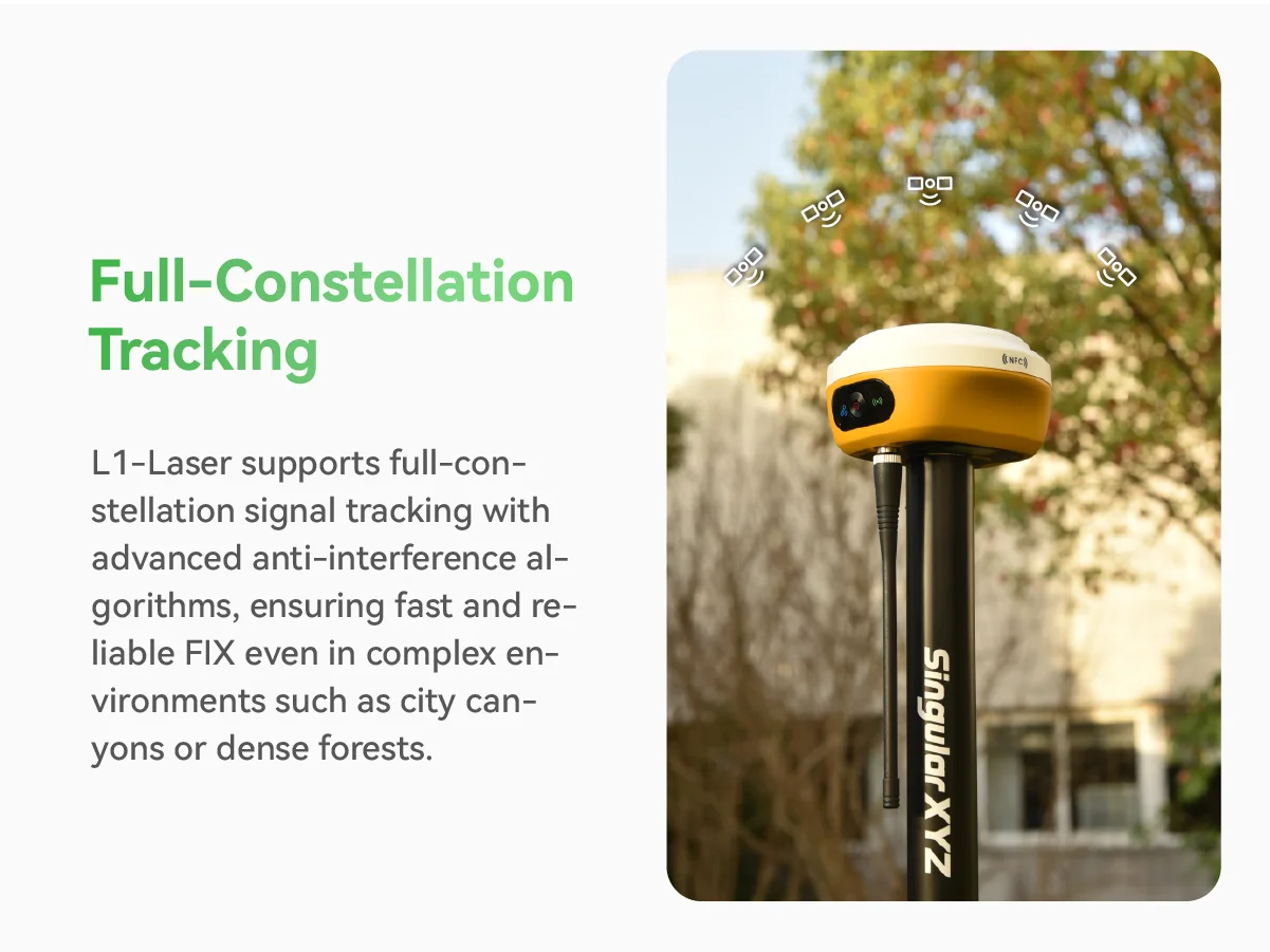 SingularXYZ L1 Laser GNSS Receiver High Accuracy Lightweight 1 Year Warranty Sof