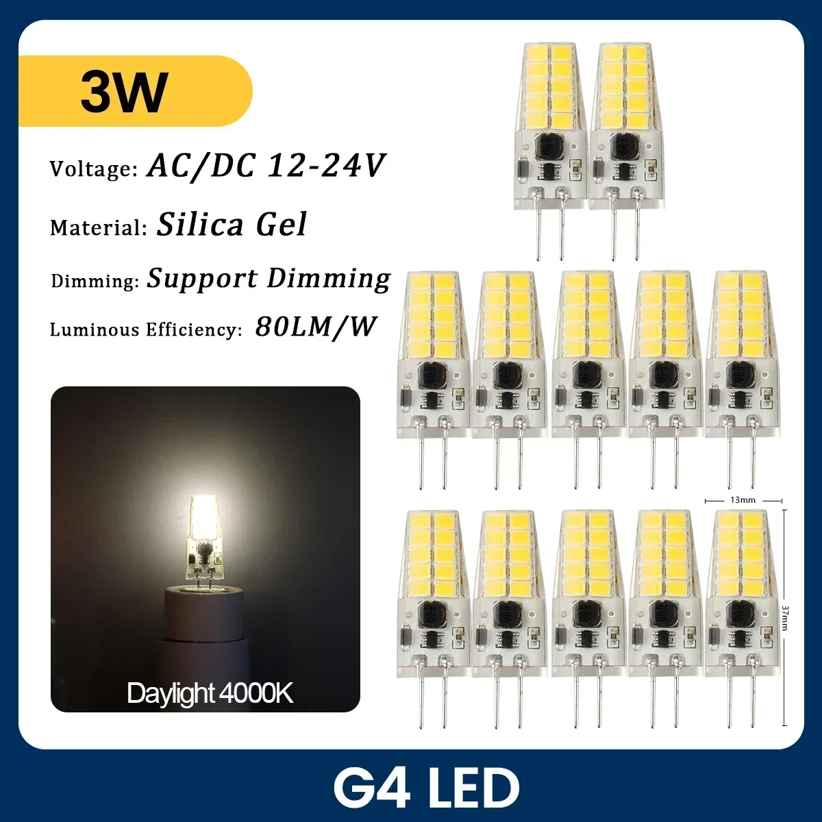 BOKT Bombilla LED G4 De 5 W, 110 V, No Regulable, Base