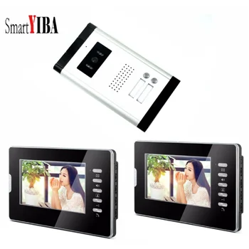 SmartYIBA 7" Video Intercom Residential Entry Phone System For 2 Units Apartment Home Security Video Door Bell With Camera 1