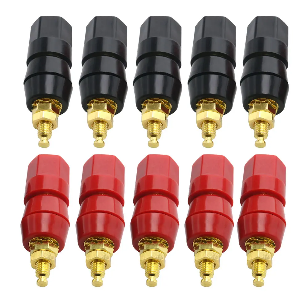 ขั้วต่อสายไฟ 5 ชิ้น สีแดงดำ สำหรับแอมพลิฟายเออร์ ขั้วต่อแบบกล้วย ปลั๊กแจ็คอะแดปเตอร์ ซ็อกเก็ต ขั้วต่อสายไฟ 1