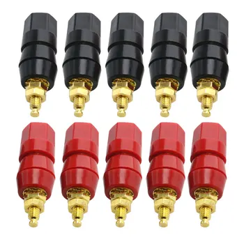 ขั้วต่อสายไฟ 5 ชิ้น สีแดงดำ สำหรับแอมพลิฟายเออร์ ขั้วต่อแบบกล้วย ปลั๊กแจ็คอะแดปเตอร์ ซ็อกเก็ต ขั้วต่อสายไฟ 1