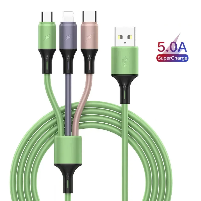 3 in 1 충전 케이블 유형 C/Micro b/iPhone Macarone iPhone Huawei Samsung 스마트폰용 사용