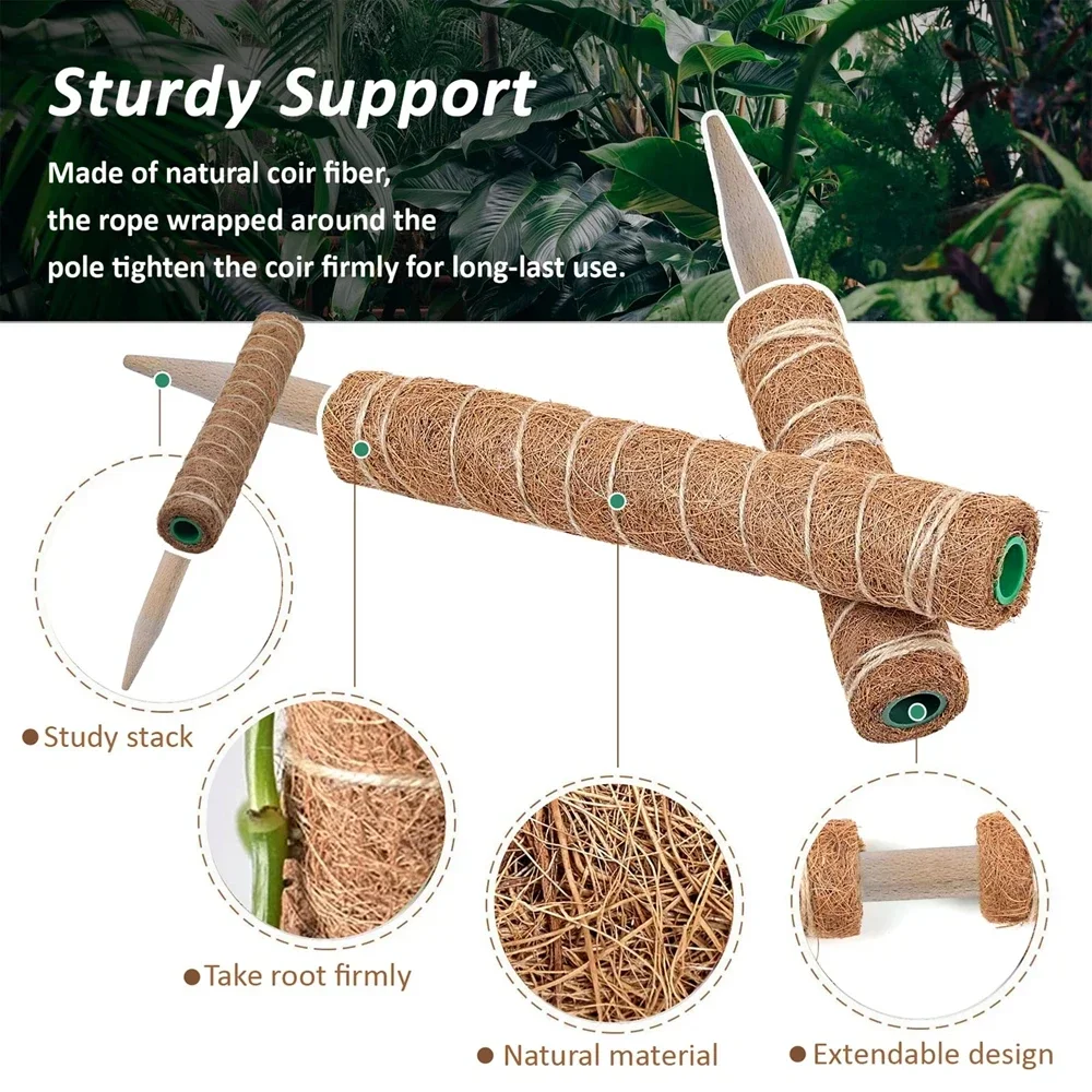 1PC 30/40/50cm Moss Pole for Indoor Climbing Plants Creepers to Grow Upwards Plant Support with Garden Ties