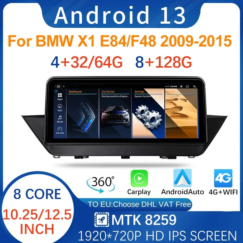 

MT8259 10.25" 12.5" 8G+128G Android13 For BMW x1 E84 F48 Video Radio Stereo Player GPS Navigation Central Multimedia IPS Screen