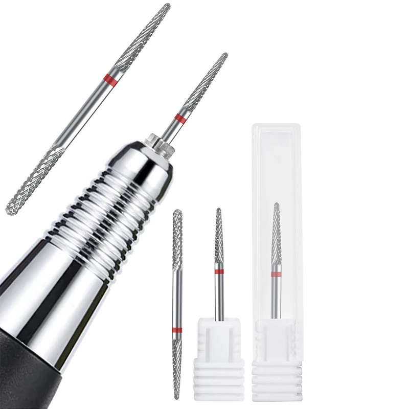 1/2개입 2in1 텅스텐 스틸 네일 드릴 비트 카바이드 밀링 커터 네일 파일 각질 제거기 매니큐어 커터 네일 아트 도구