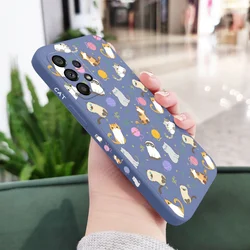 Charming Cat Pattern Protective Phone Case - Samsung A52S(A52)5G (Light Blue)