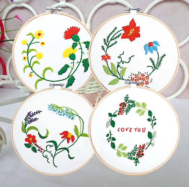 

Manual DIY Embroidery Fabric Kit European Embroidery Cross Stitch Upgrade Frame Flower and Plant Material Package Mural
