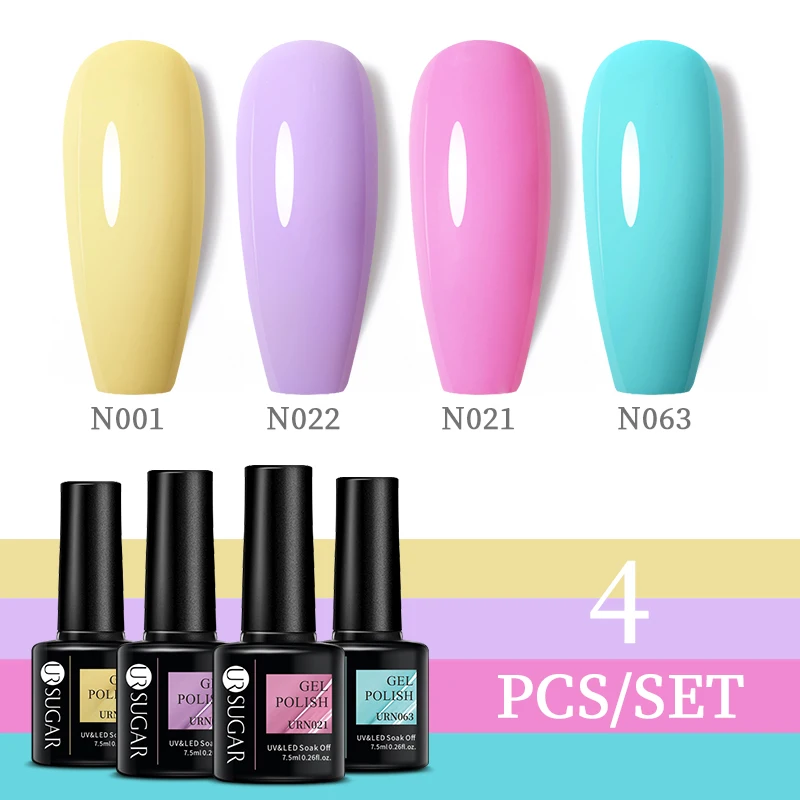 

HEALLOR 4PCS Macaron Gel Nail Polish Set For Manicure Pink Blue Purple Semi-Permanent Hybrid Varnish Soak Off UV Gel Nail Kit