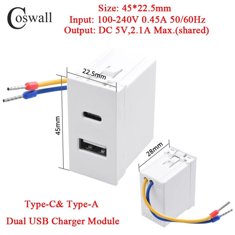 Coswall Dual USB Wall Charger with 20W Fast Charging Capability