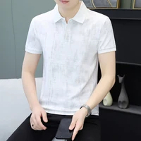 Polo élégant en soie glacée pour homme, collection été 2026 – T-shirt uni à manches courtes, idéal pour les voyages et les vacances, coupe ajustée, tendance 3