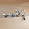 4pcs 18K Gold Plated Dainty Cubic Zirconia Ear Stud Huugie Hoop Earring Stainless Steel Stackable Set For Women Piercing Jewelry 6