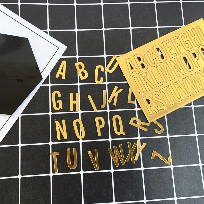 Goldene 26 Buchstaben DIY Geburtstag Aufkleber Acryl Kuchen Dekoration Englisch Alphabet Hochzeit Party Kuchen Dekor Liefert – Detail 4