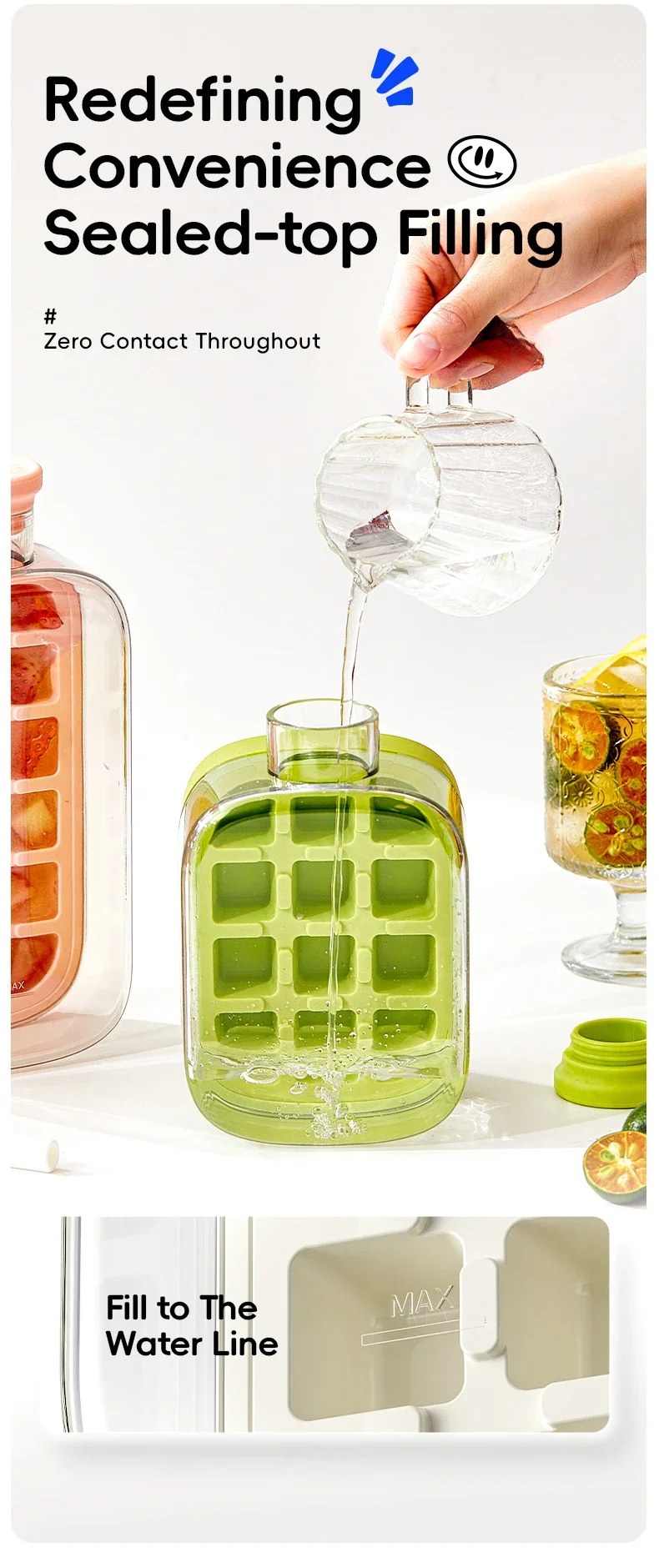Description Picture 3 of itemSummer Ice Cube Tray with Straw 2 in1 Ice Tray and Water Bottle Ice Maker Silicone IceCube Portable Kettle Reusable Icemaker