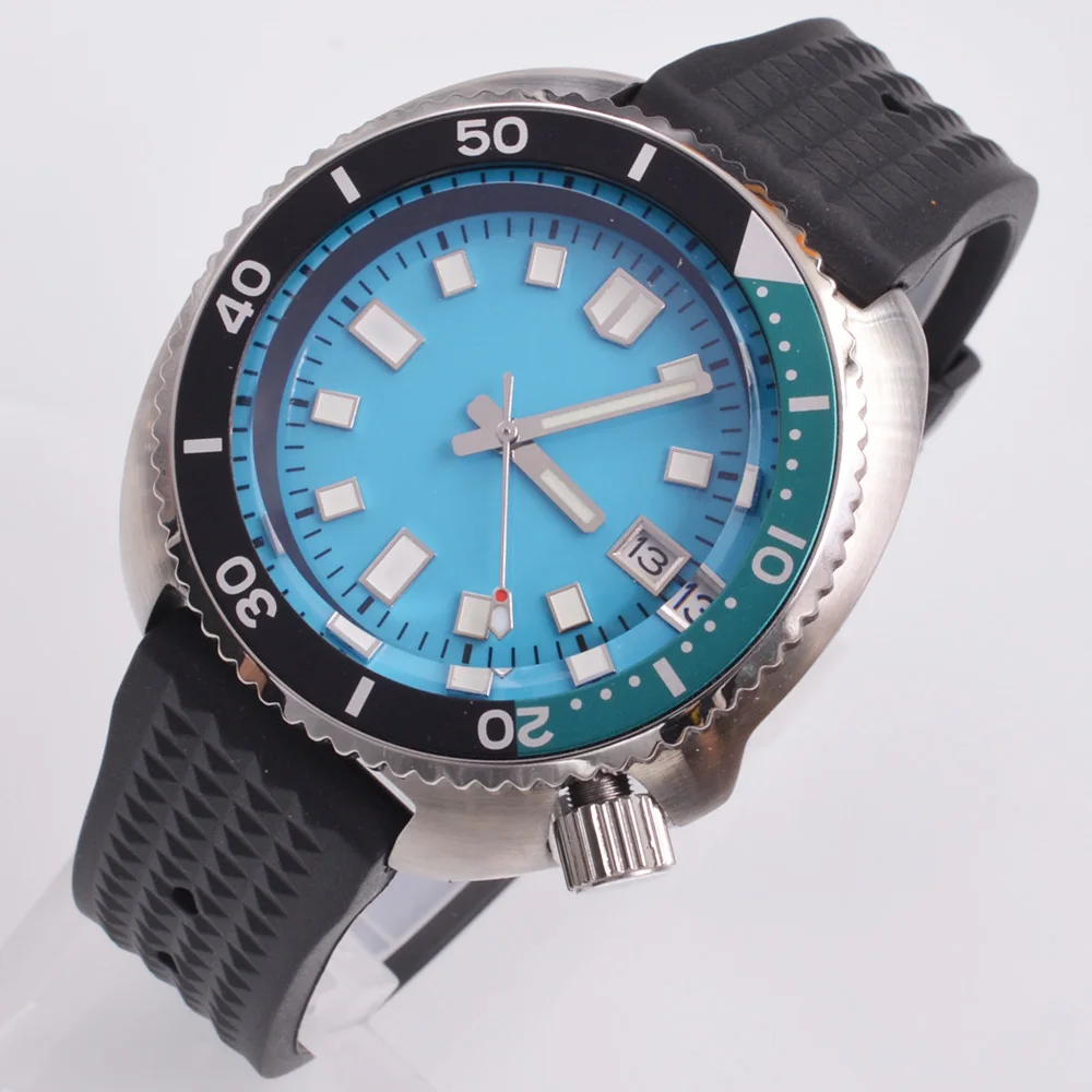 

44MM Custom Logo Blue Sterile Dial Automatic NH35 Mechanical Watch Sapphire Glass Stainless Steel Waterproof Luminous Watch